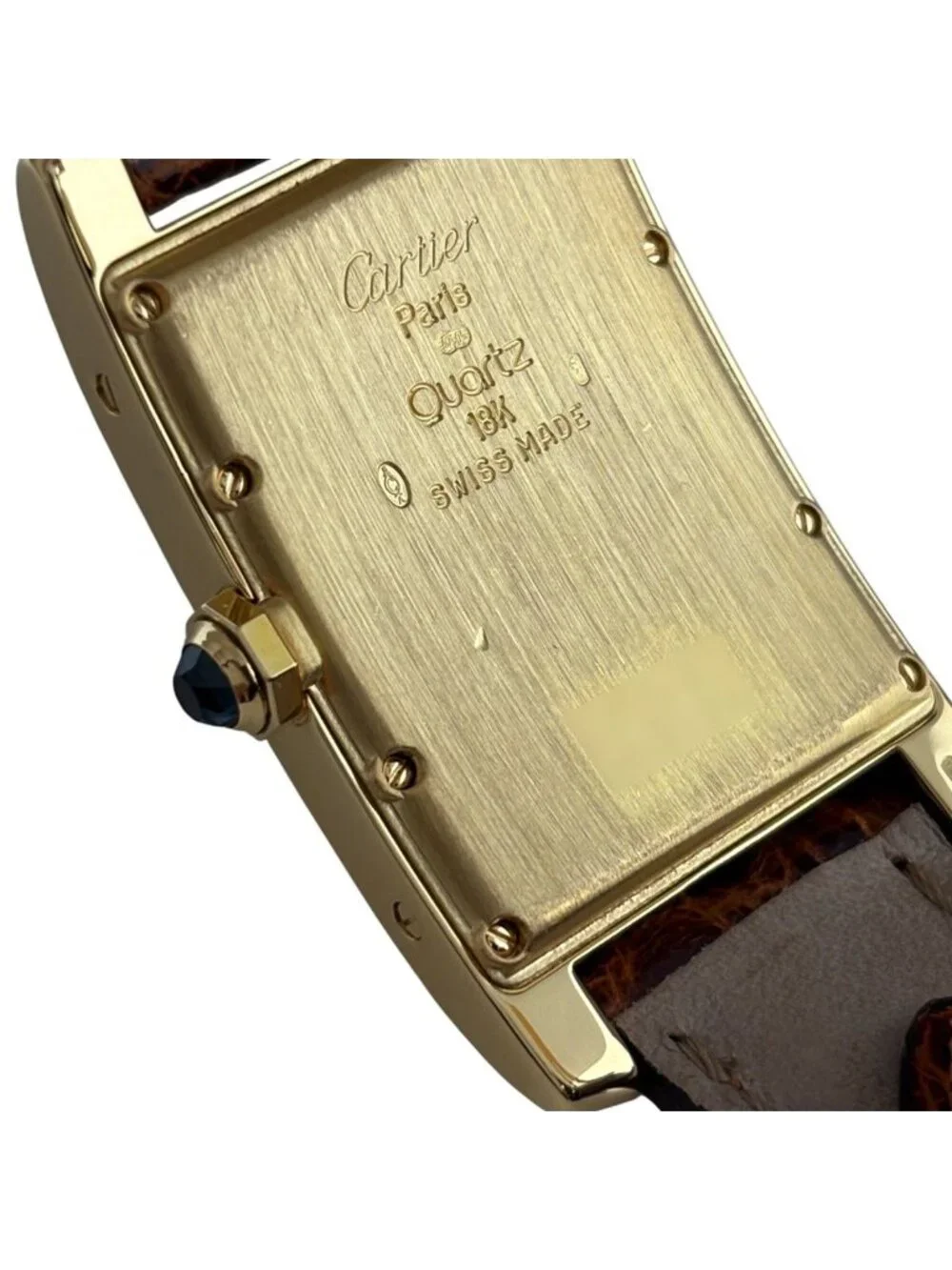 Cartier Tank American Wristwatch YG Leather Quartz Ivory Watch